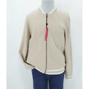 Redvanly Sweater Mens Medium Pale Khaki Crestwell Wool Bomber Preppy Casual